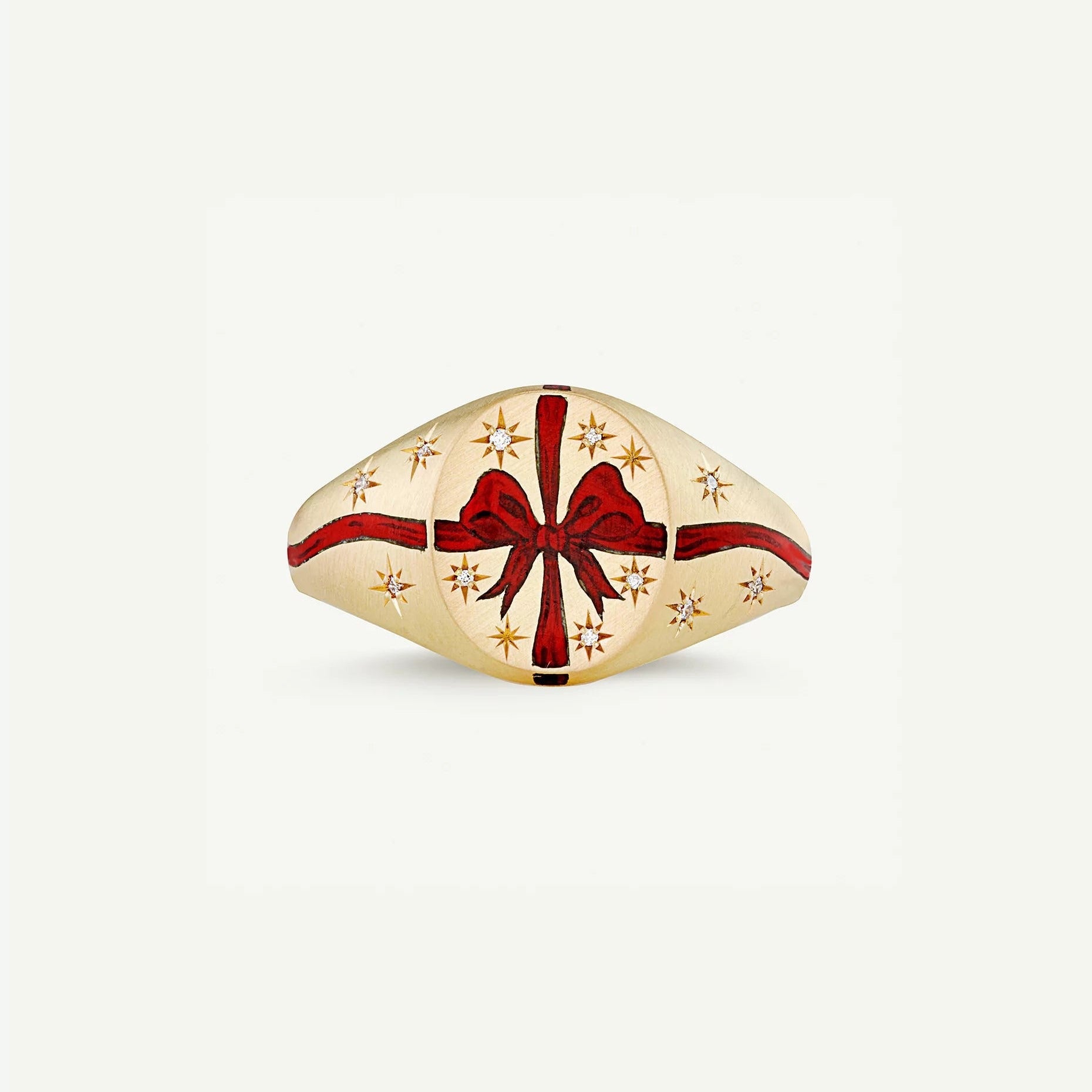 18K Gold Pattern & Inlaid Zirconia Ring - Damned Threads